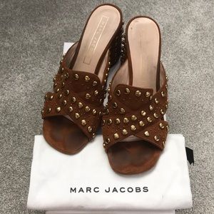 Marc Jacobs Brown Suede Studded Mules